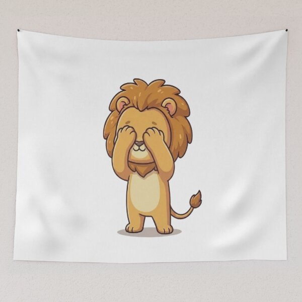 Item preview, Kawaii Shy Lion Peek-a-Boo designed and sold by Ella_Sketch.