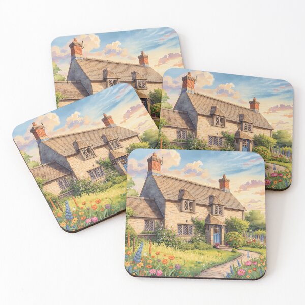Item preview, Cozzy Watercolor Wildflower Cottage Illustration designed and sold by cesinhasilva.