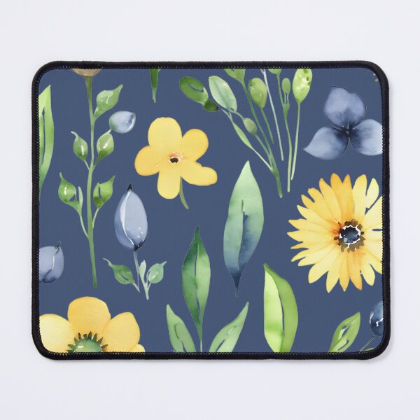 Item preview, Yellow + Indigo Blue Spring Florals designed and sold by EllieHeartCo.