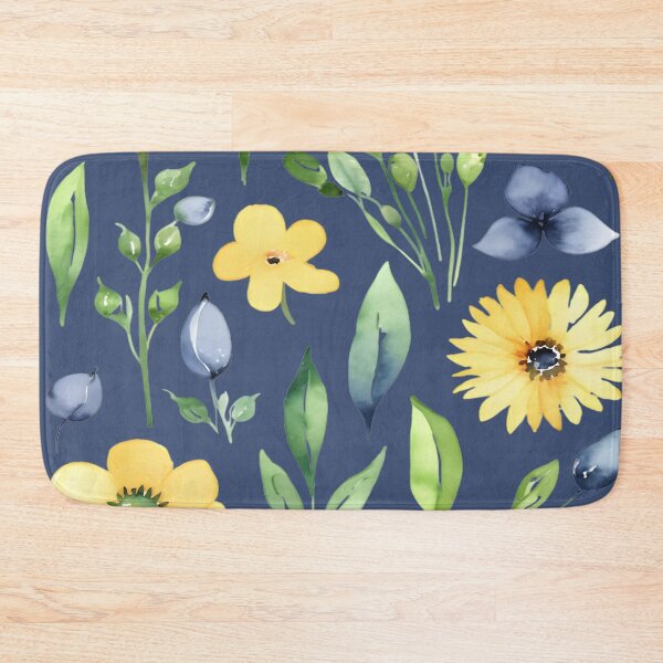 Item preview, Yellow + Indigo Blue Spring Florals designed and sold by EllieHeartCo.