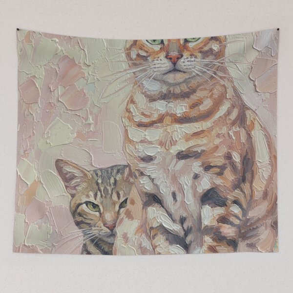 Item preview, Watching cats in Oil designed and sold by designbywhacky.
