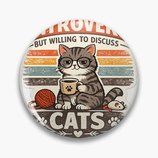 Item preview, Introvert Cat Lover Funny Vintage Design – Cute Cat Drinking Coffee – Anti Social Cat Sticker designed and sold by  L'AYO DESIGN.