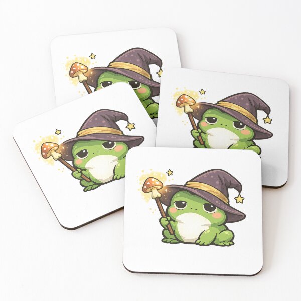Item preview, Tiny wizard frog casting soft spells designed and sold by FroggyOnly.