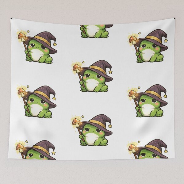 Item preview, Tiny wizard frog casting soft spells designed and sold by FroggyOnly.