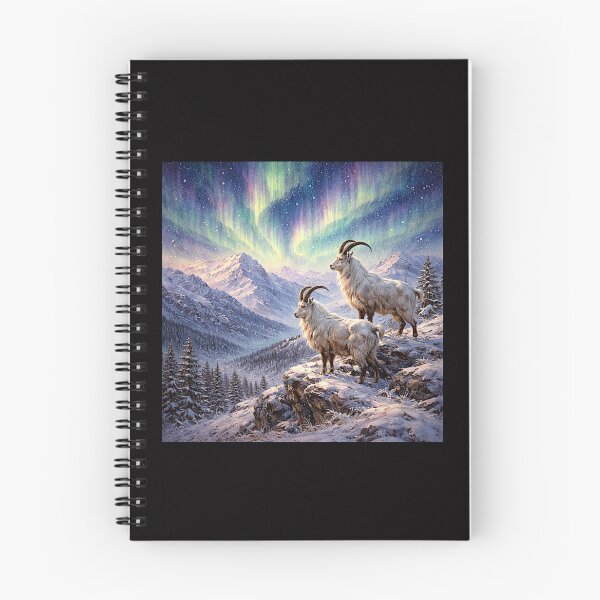 Item preview, Aurora Over Frozen Peaks with Mountain Goat designed and sold by Helios Be. Lavsh.