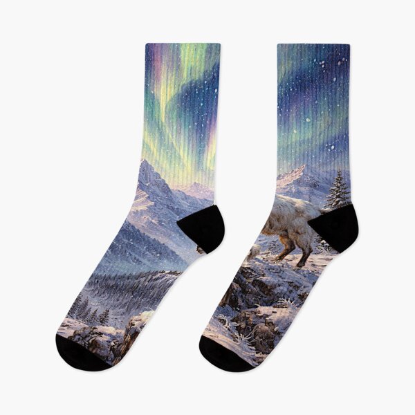 Item preview, Aurora Over Frozen Peaks with Mountain Goat designed and sold by Helios Be. Lavsh.