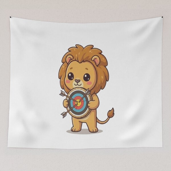 Item preview, Kawaii Archer Lion Target Practice designed and sold by Ella_Sketch.