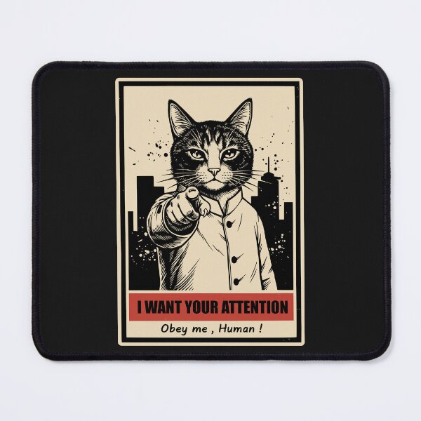 Item preview, "Obey Me, Human!" Funny Bossy Cat Vintage Propaganda Poster designed and sold by Cipher & Soul.