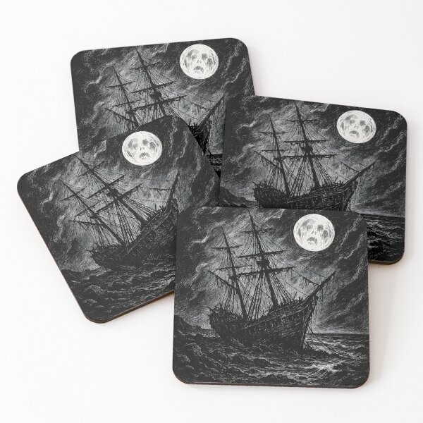 Item preview, Ghost Ship Under Full Moon Gothic Sea Art designed and sold by PandaTShirtShop.