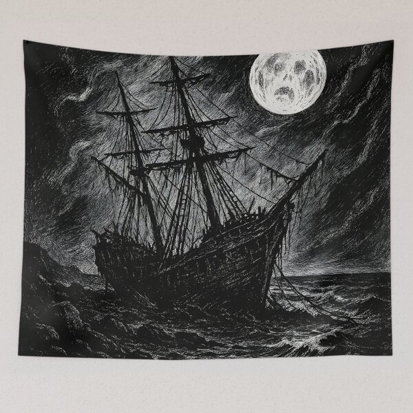 Item preview, Ghost Ship Under Full Moon Gothic Sea Art designed and sold by PandaTShirtShop.