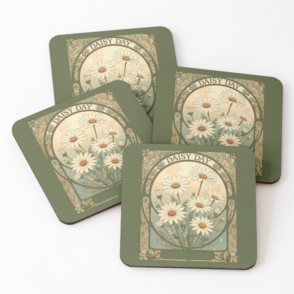 Item preview, Daisy Birth Month Flower April Art Nouveau designed and sold by taiche.