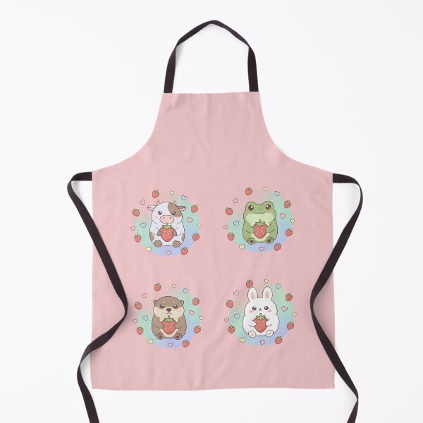 Item preview, Cute Strawberry Animals Kawaii Set – Cow Frog Otter Bunny Pastel Aesthetic designed and sold by LavinyArt.