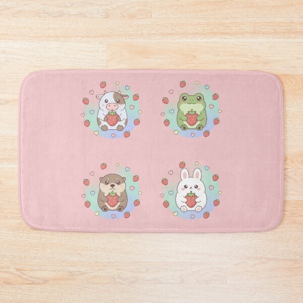 Item preview, Cute Strawberry Animals Kawaii Set – Cow Frog Otter Bunny Pastel Aesthetic designed and sold by LavinyArt.
