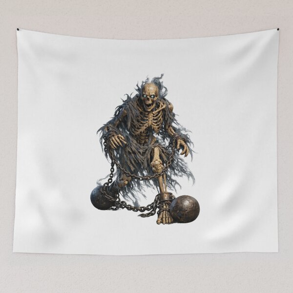 Item preview, Intranquil Spirit Skeleton with Shackles – Undead Horror Dark Art designed and sold by Cauldron Crafts.