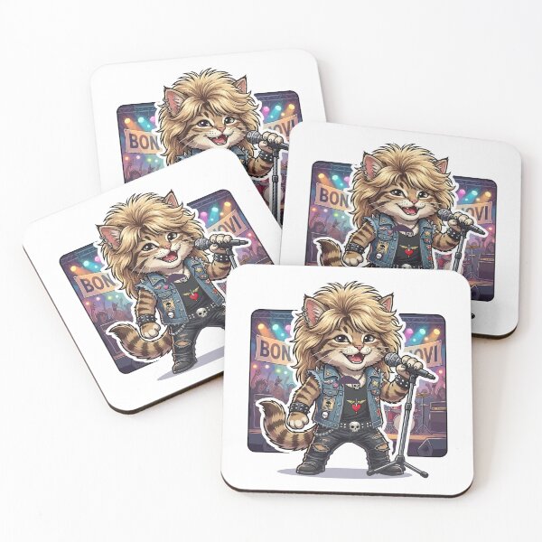 Item preview, Bon Jovi Inspired Rockstar Cat Singer on Stage Sticker designed and sold by jhofmank.