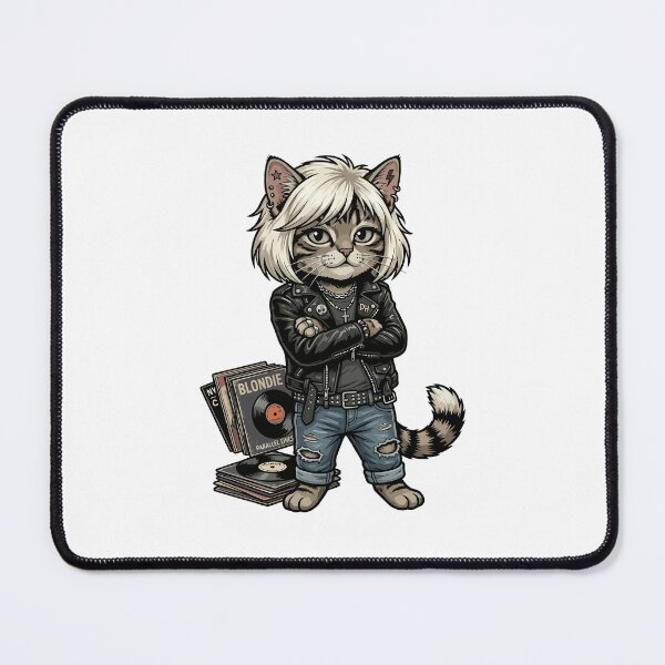 Item preview, Blondie Parallel Lines Cat with Leather Jacket and Vinyl Records designed and sold by jhofmank.