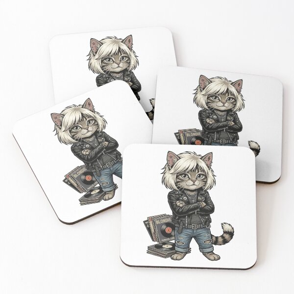 Item preview, Blondie Parallel Lines Cat with Leather Jacket and Vinyl Records designed and sold by jhofmank.