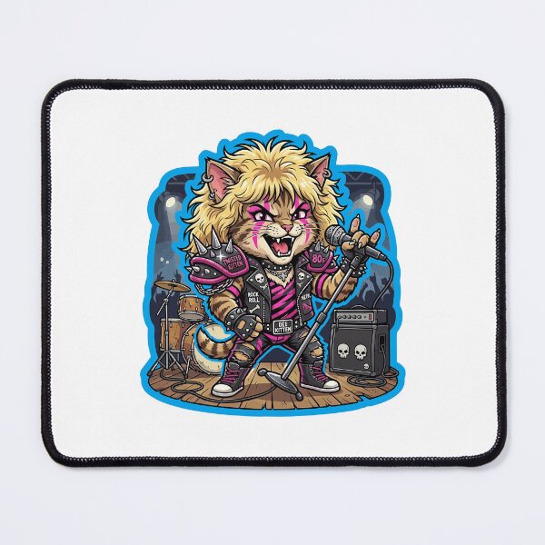 Item preview, Glam Metal Rockstar Cat in Studded Leather with Neon Stage designed and sold by jhofmank.