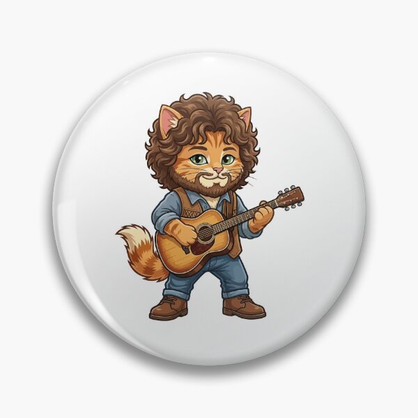 Item preview, Bob Dylan Inspired Folk Rock Cat with Beard and Acoustic Guitar designed and sold by jhofmank.
