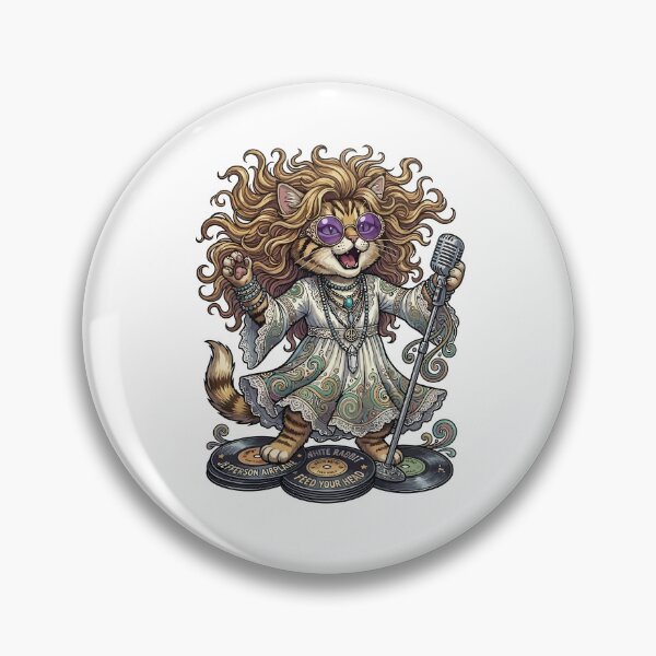 Item preview, Hippie Psychedelic Cat with Big Hair and Jefferson Airplane Records designed and sold by jhofmank.