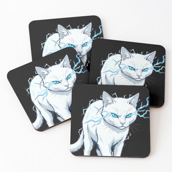 Item preview, Electric White Cat - Lightning Eyes designed and sold by WalterAdd.