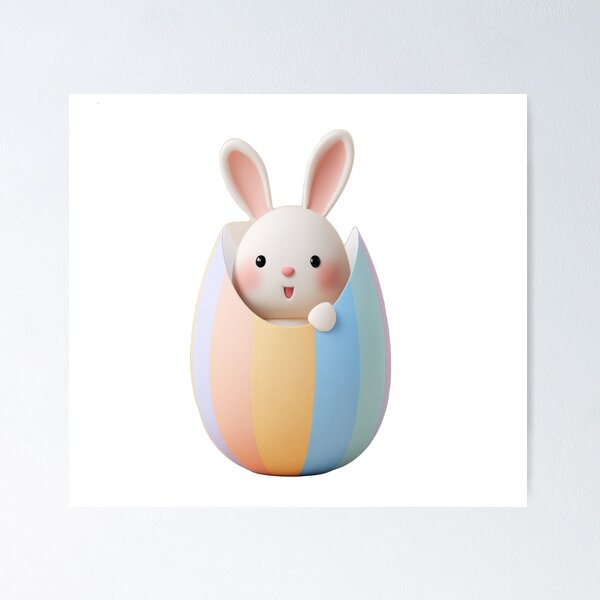 Item preview, Cute Bunny Popping Out of Easter Egg | Kawaii Rabbit Sticker | Happy Easter Design designed and sold by Dreampalette1.