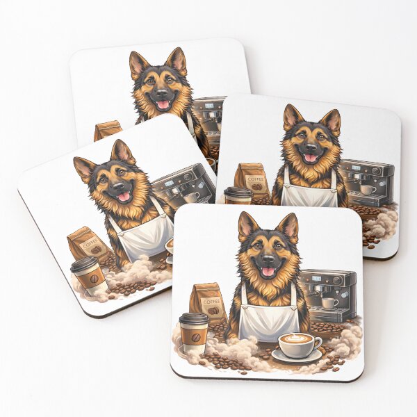 Item preview, German Shepherd Barista – Coffee Lover Dog designed and sold by Zampettalibera.