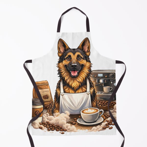 Item preview, German Shepherd Barista – Coffee Lover Dog designed and sold by Zampettalibera.