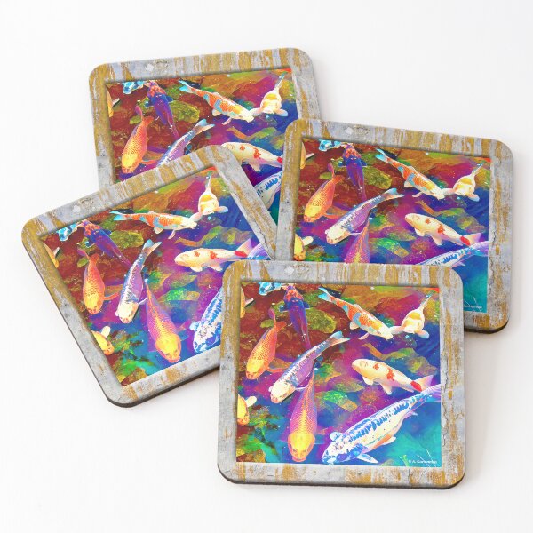 Item preview, Koi Pond, Amur Carp, Goldfish, Digital Illustration designed and sold by AMacGPhilly.