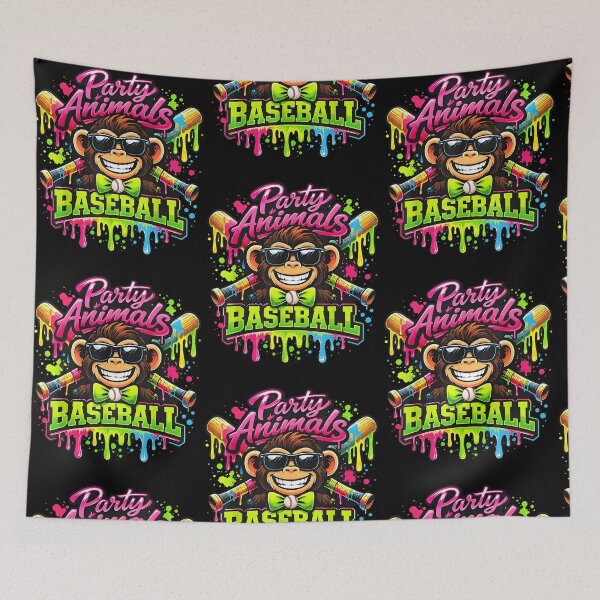 Item preview, Party Animals Baseball Monkey Wearing Banana Hat & Sunglasses Paint Dripping designed and sold by RDGNR.