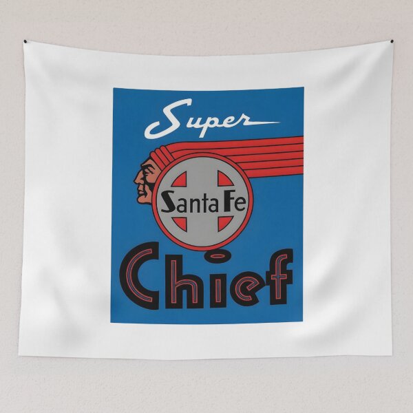 Item preview, Vintage Santa Fe Super Chief Railroad Poster with Native American Emblem designed and sold by CharlieDesings.