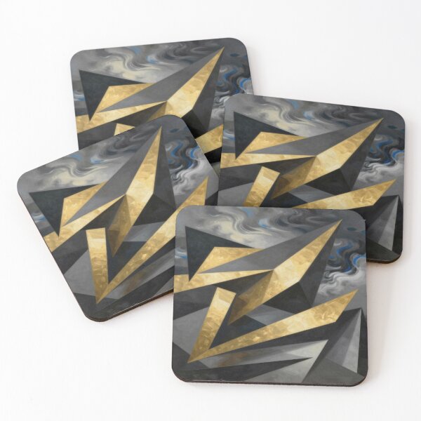 Item preview, Geometric Fusion Art – Abstract Shapes in Gold, Blue & Black designed and sold by FotoworldEdel.