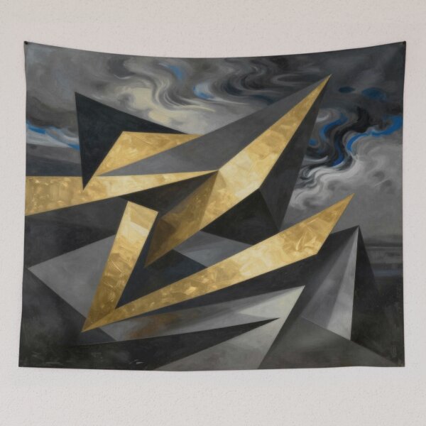 Artikelvorschau, Geometric Fusion Art – Abstract Shapes in Gold, Blue & Black entworfen und verkauft von FotoworldEdel.