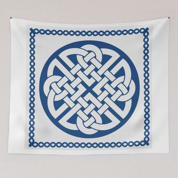 Item preview, A square cable knit pattern in blue and white designed and sold by Ratatosk-AI.
