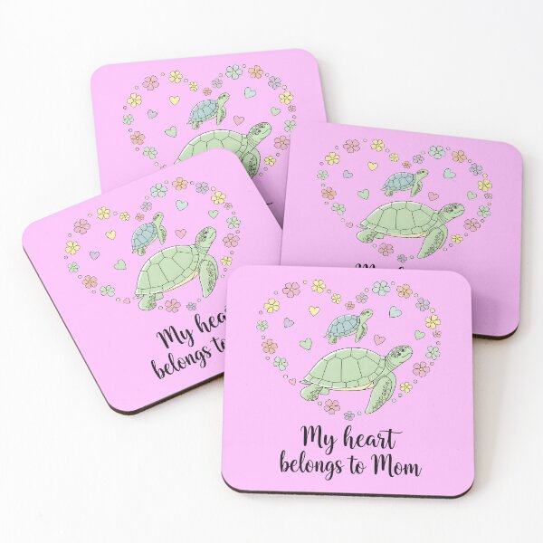 Item preview, My Heart Belongs to Mom – Sea Turtle Mom and Baby in Floral Heart designed and sold by Sea Gem.