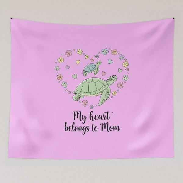Item preview, My Heart Belongs to Mom – Sea Turtle Mom and Baby in Floral Heart designed and sold by Sea Gem.