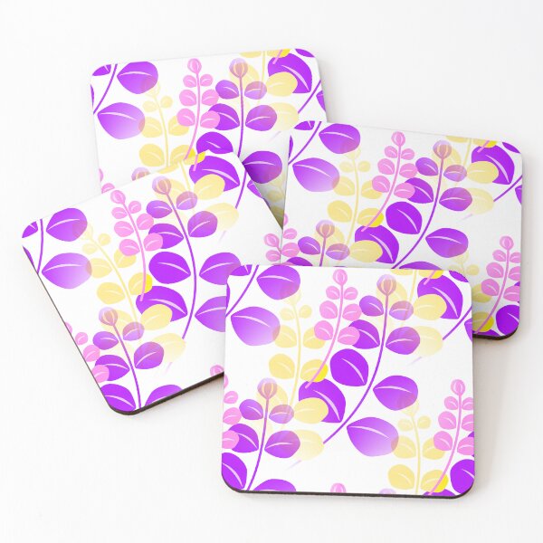 Item preview, Retro 60's 70's Tropical Leaf Pattern in Purple, Pink and Yellow designed and sold by MellowCat.