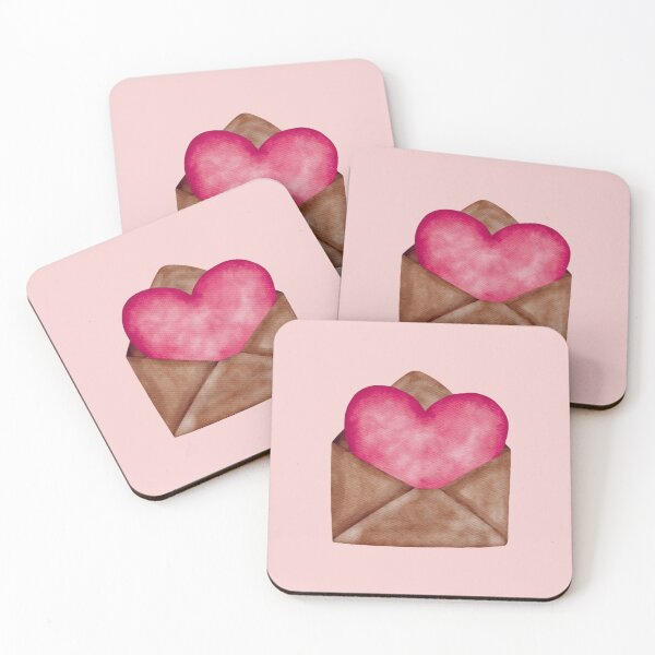 Item preview, Watercolor Love Letter – Romantic Pink Heart in Kraft Paper Envelope designed and sold by Artsy Corner.