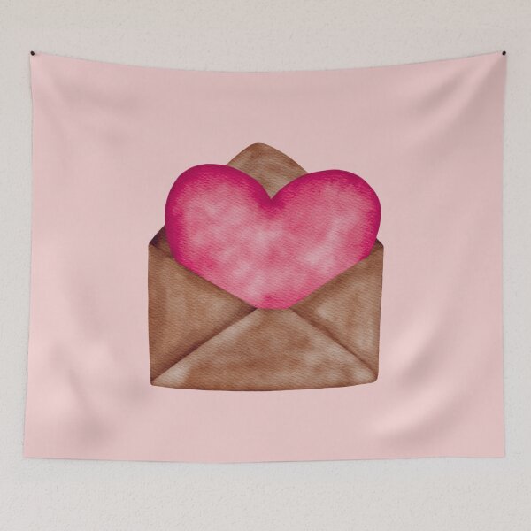 Item preview, Watercolor Love Letter – Romantic Pink Heart in Kraft Paper Envelope designed and sold by Artsy Corner.