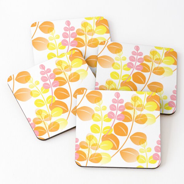 Item preview, Retro 60's, 70's Tropical Leaf Pattern in Orange, Yellow and Pink designed and sold by MellowCat.