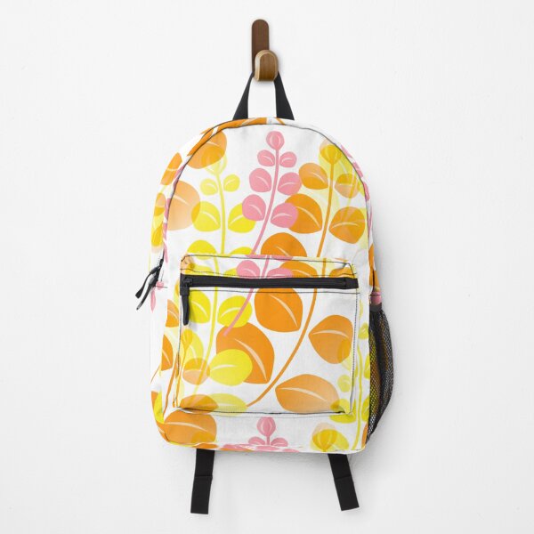 Item preview, Retro 60's, 70's Tropical Leaf Pattern in Orange, Yellow and Pink designed and sold by MellowCat.