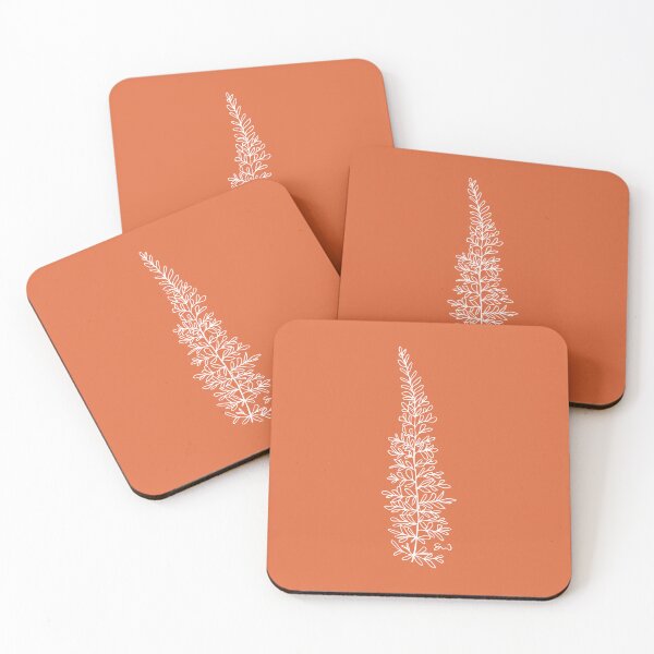 Item preview, Fern Minimalist Aesthetic Line Drawing Orange Coral designed and sold by SWSandraWechner.