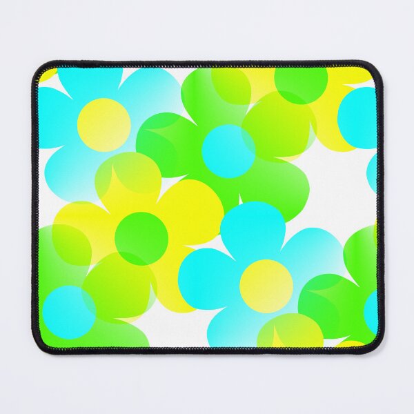 Item preview, 60's 70's Retro Vintage Pop Flower Pattern in Green, Blue and Yellow designed and sold by MellowCat.