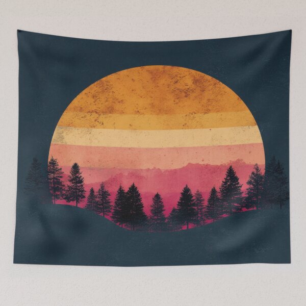 Item preview, Sun sets behind trees with colors designed and sold by anytka.