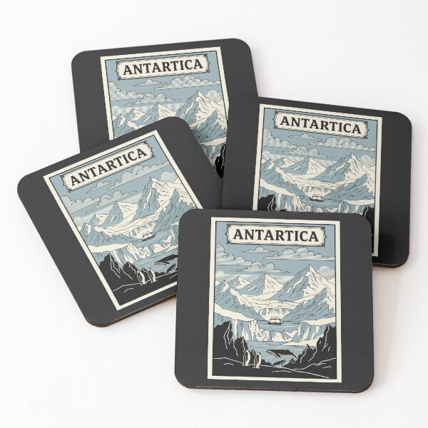 Item preview, Vintage Antarctica Travel Poster Retro Polar Landscape Art designed and sold by Cipher & Soul.