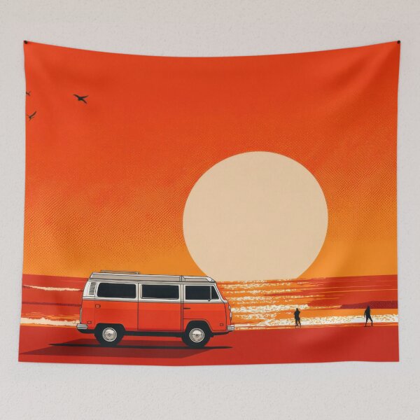 Item preview, Beach sunset with van boards designed and sold by anytka.