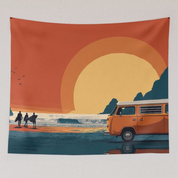 Item preview, Surfing at sunset near the beach designed and sold by anytka.