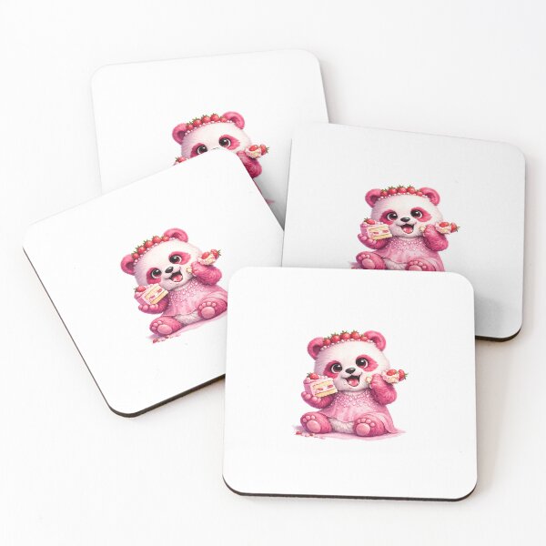 Item preview, Cute Pink Panda Eating Strawberry Cake  designed and sold by MBU&D.