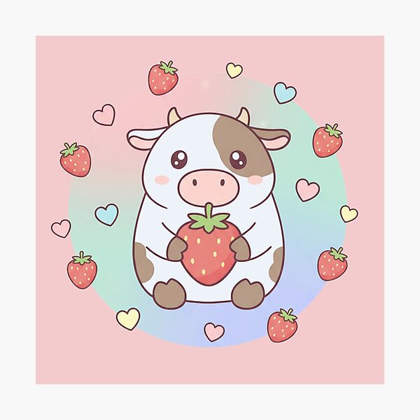 Item preview, Kawaii Strawberry Cow Cute Pastel Aesthetic Animal designed and sold by LavinyArt.