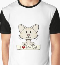 Cream Striped Cat - I Love My Cat Graphic T-Shirt
